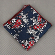 Mantieqingway Men's Cotton Pocket Square Western Style Floral Handkerchief for Suit Pocket Wedding Square Paisley Hanky