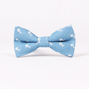 Mantieqingway New Men Denim Bow Ties for Bridegroom Skull Ties for Wedding Stylish Bowties Groom Blue Bowtie for Men 12*6cm