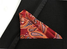 Mantieqingway Paisley Handkerchief for Men Suit Polyester Red Paisley and Dot Men Fashion Paisley Pocket Square Tie Handkerchief