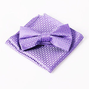 Mantieqingway Brand Paisley Bow Tie and Pocket Squares Set for Wedding Men Purple Navy Black Paisley Handkerchief Bowtie Sets