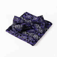 Mantieqingway Brand Paisley Bow Tie and Pocket Squares Set for Wedding Men Purple Navy Black Paisley Handkerchief Bowtie Sets