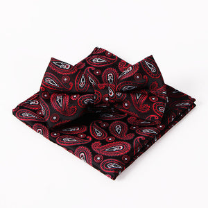 Mantieqingway Brand Paisley Bow Tie and Pocket Squares Set for Wedding Men Purple Navy Black Paisley Handkerchief Bowtie Sets