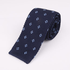 Mantieqingway New Knitted Ties for Men Business Casual Skinny Ties Polka Dots Knitted Navy Blue Ties Mens Slim Weeding Neckties