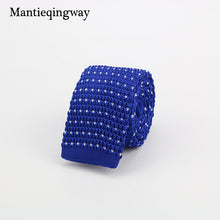 Mantieqingway New Knitted Ties for Men Business Casual Skinny Ties Polka Dots Knitted Navy Blue Ties Mens Slim Weeding Neckties