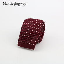 Mantieqingway New Knitted Ties for Men Business Casual Skinny Ties Polka Dots Knitted Navy Blue Ties Mens Slim Weeding Neckties