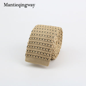 Mantieqingway New Knitted Ties for Men Business Casual Skinny Ties Polka Dots Knitted Navy Blue Ties Mens Slim Weeding Neckties