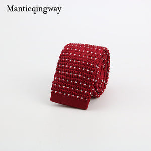 Mantieqingway New Knitted Ties for Men Business Casual Skinny Ties Polka Dots Knitted Navy Blue Ties Mens Slim Weeding Neckties