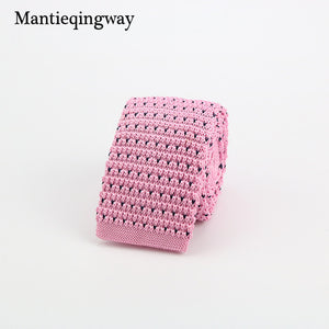 Mantieqingway New Knitted Ties for Men Business Casual Skinny Ties Polka Dots Knitted Navy Blue Ties Mens Slim Weeding Neckties