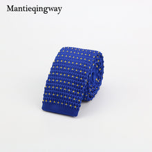 Mantieqingway New Knitted Ties for Men Business Casual Skinny Ties Polka Dots Knitted Navy Blue Ties Mens Slim Weeding Neckties