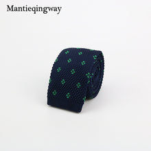 Mantieqingway New Knitted Ties for Men Business Casual Skinny Ties Polka Dots Knitted Navy Blue Ties Mens Slim Weeding Neckties