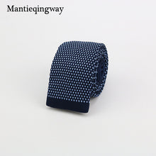 Mantieqingway New Knitted Ties for Men Business Casual Skinny Ties Polka Dots Knitted Navy Blue Ties Mens Slim Weeding Neckties