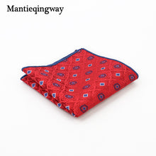 Mantieqingway Paisley Flower Dots Pattern Handkerchief Men Business Suit Polyester Pocket Square Navy Stripe Red Handkerchiefs