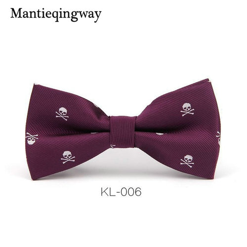 Mantieqingway Novelty Men's Polyester Silk Bow Tie Skull Bowtie for Tuxedo Banquet New Design Bowknot Ties for Wedding Groom