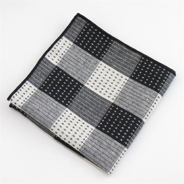 Mantieqingway Brand New Cotton Pocket Square Classic Plaid Handkerchief for Suit Pocket Towel Striped Pocket Hankies for Men