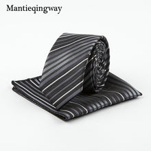 Mantieqingway Business 22*22 CM Men's Handkerchief Polyester Tie Set Striped Pocket Square Corbatas Hombre Pajarita Wedding