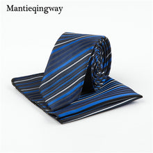 Mantieqingway Business 22*22 CM Men's Handkerchief Polyester Tie Set Striped Pocket Square Corbatas Hombre Pajarita Wedding