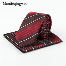 Mantieqingway Business 22*22 CM Men's Handkerchief Polyester Tie Set Striped Pocket Square Corbatas Hombre Pajarita Wedding