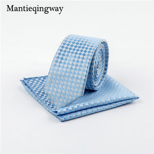 Mantieqingway Business 22*22 CM Men's Handkerchief Polyester Tie Set Striped Pocket Square Corbatas Hombre Pajarita Wedding