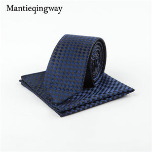 Mantieqingway Business 22*22 CM Men's Handkerchief Polyester Tie Set Striped Pocket Square Corbatas Hombre Pajarita Wedding